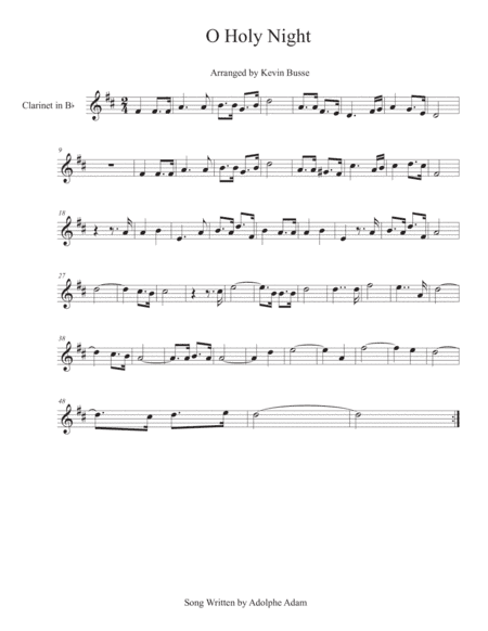 O Holy Night - Clarinet (arr. Kevin Busse)
