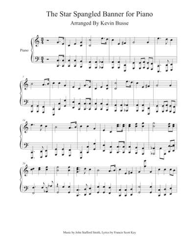 The Star Spangled Banner for Piano by Kevin Busse (arr. Kevin Busse)
