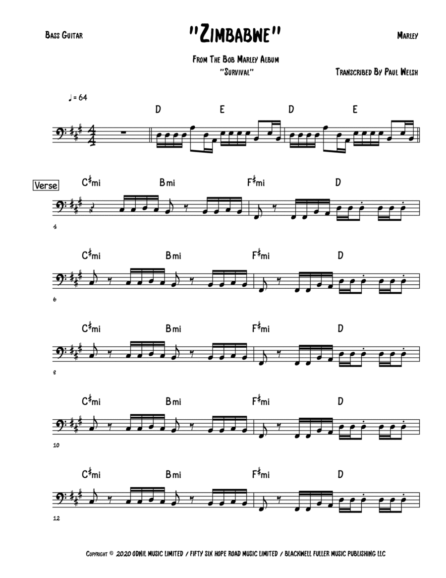 Zimbabwe (arr. Accubass)