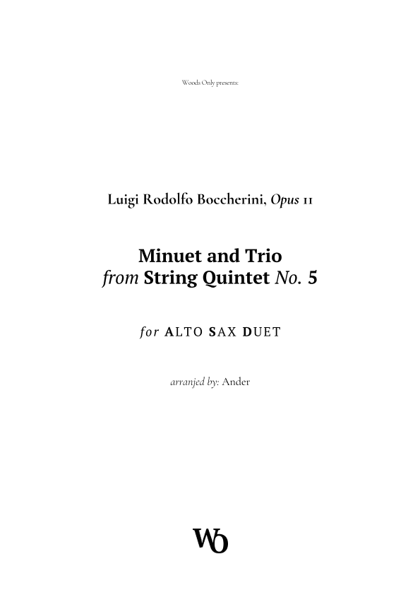 Minuet by Boccherini for Alto Sax Duet (arr. Ander)