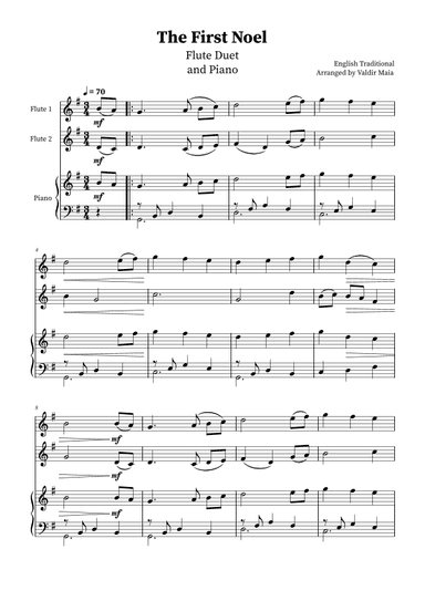 The First Noel - Flute Duet with Piano (arr. Valdir Maia)