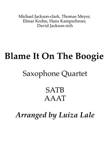 Blame It On The Boogie (arr. Luiza Lale)