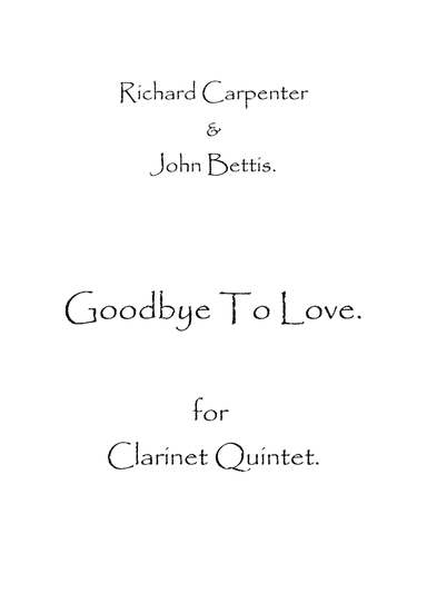 Goodbye To Love (arr. Spence Bundy)