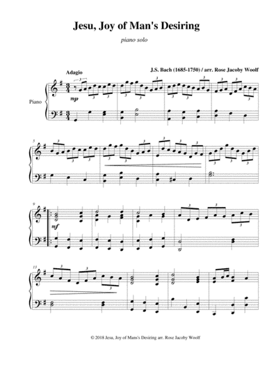 Jesu, Joy of Man's Desiring (Bach) - piano solo