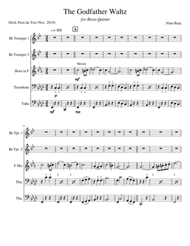 The Godfather Waltz (arr. Peet du Toit)