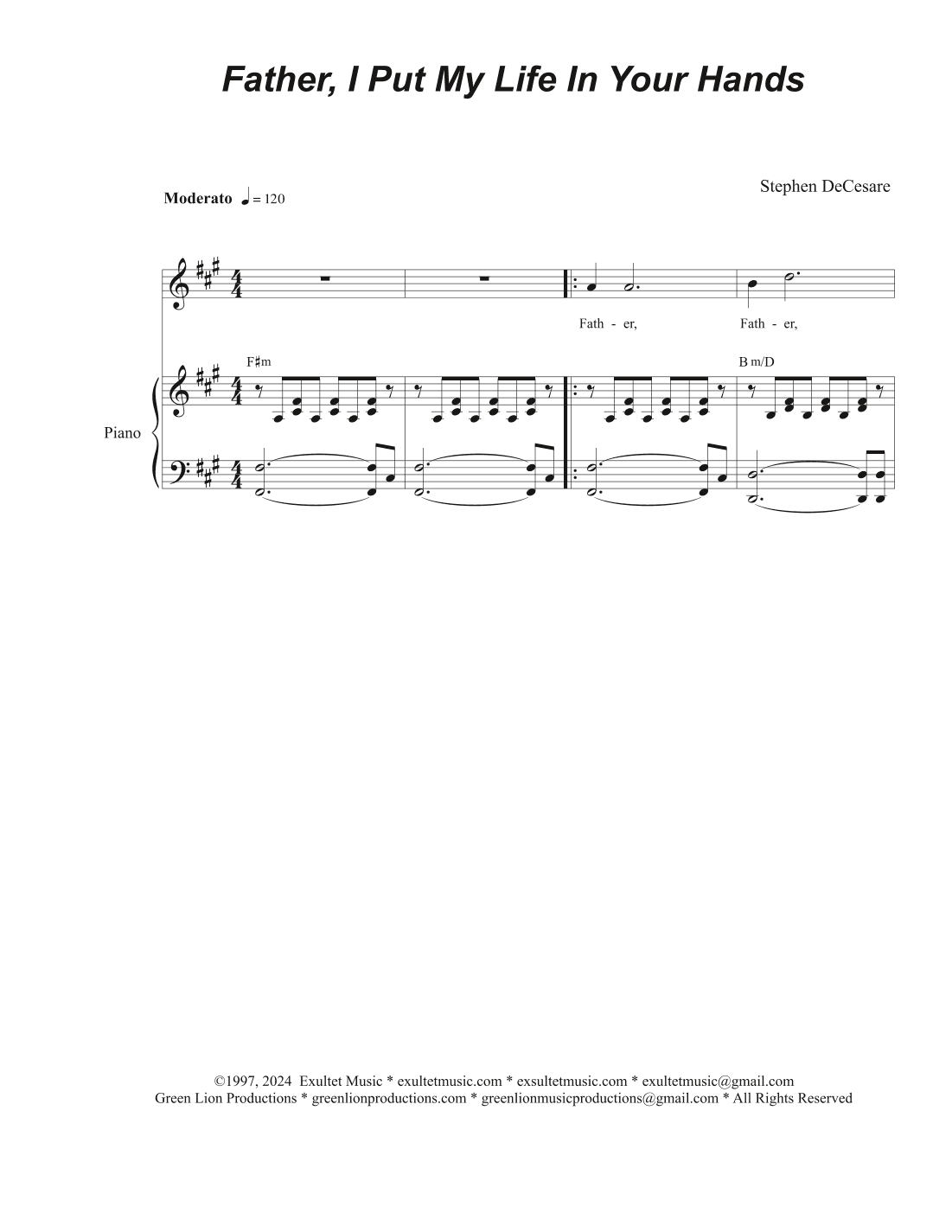 Father, I Put My Life In Your Hands (Vocal solo)