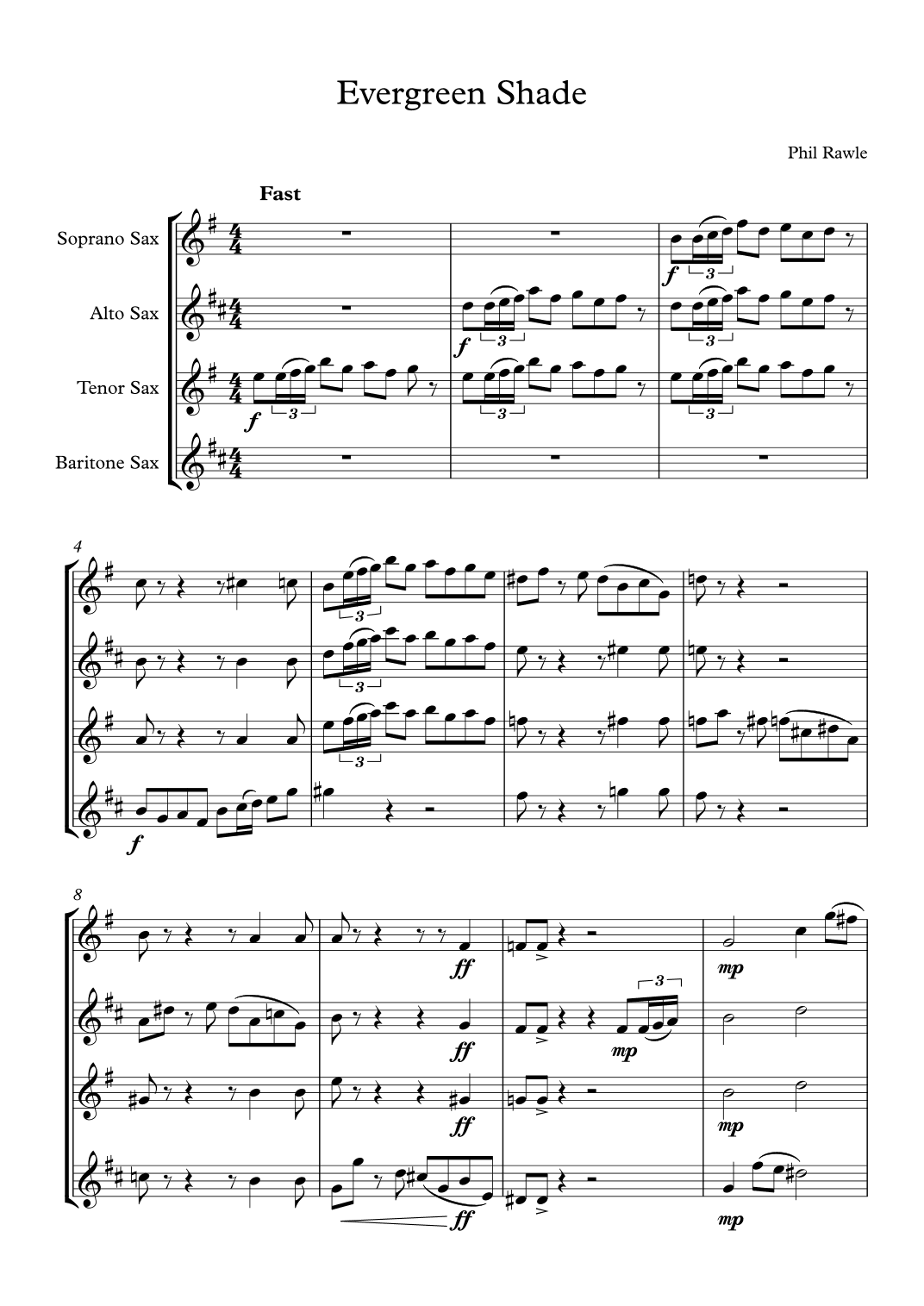 Evergreen Shade - Saxophone Quartet