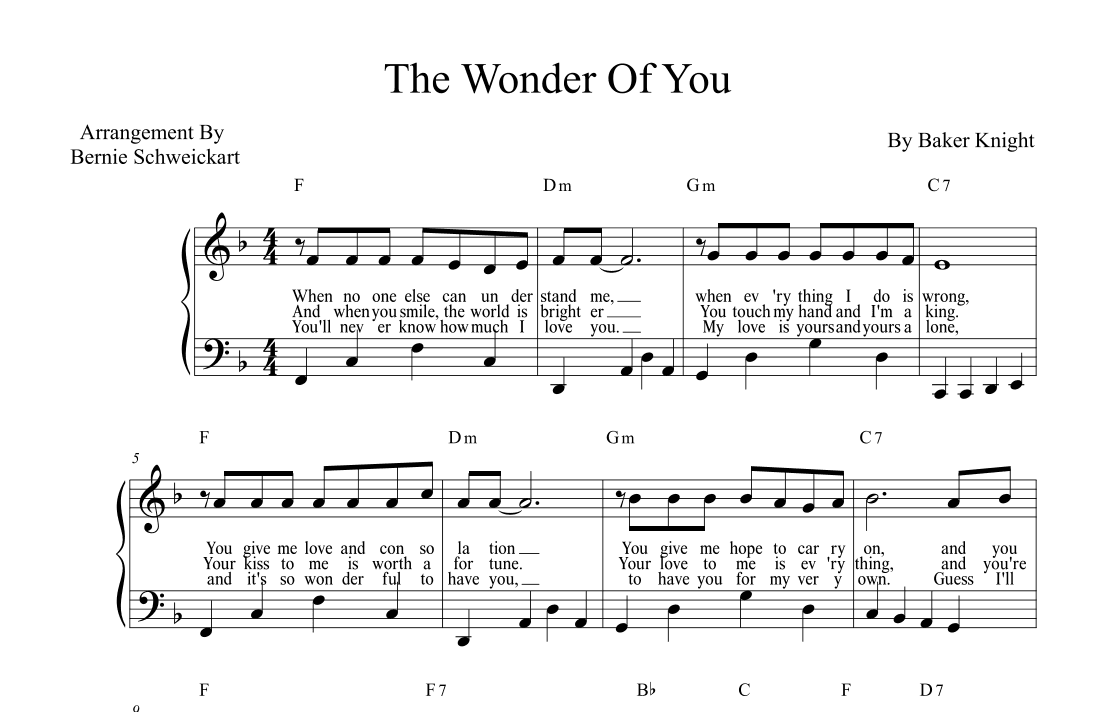 The Wonder Of You (arr. Bernie Schweickart)