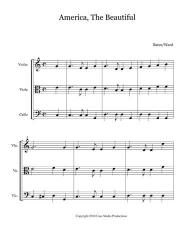 Patriotic Hymns For String Trio - violin, viola, and cello (arr. Case Studio Productions)