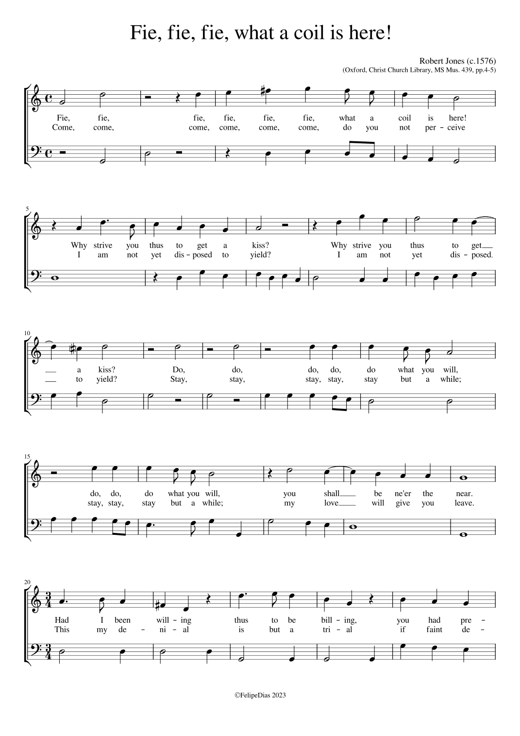 Fie, what a coil is here (arr. Early Music Scores)