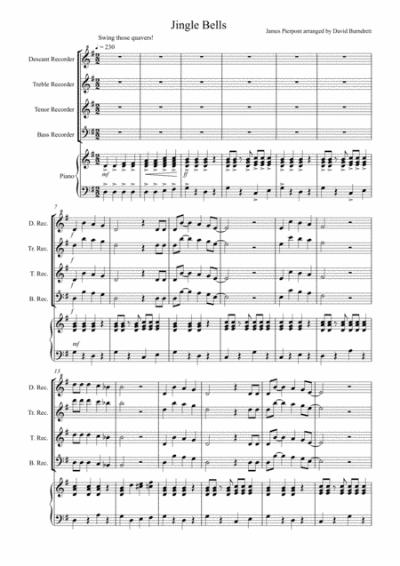 Jingle Bells (Jazzy Style!) for Recorder and Piano (arr. David Burndrett)