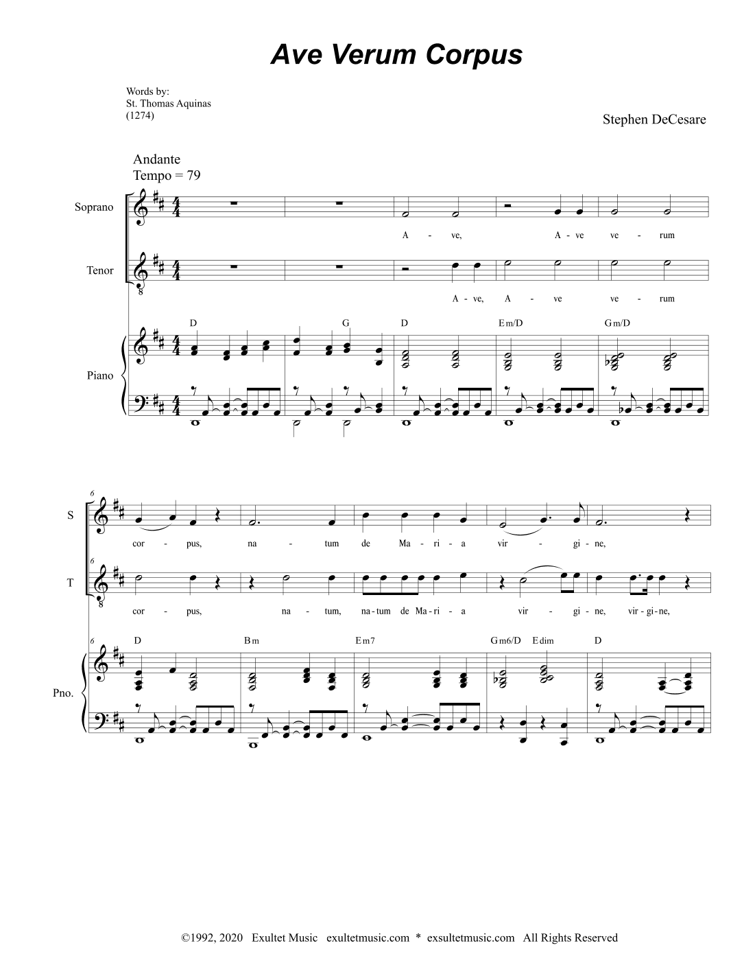 Ave Verum Corpus (2-part choir - (Soprano and Tenor)