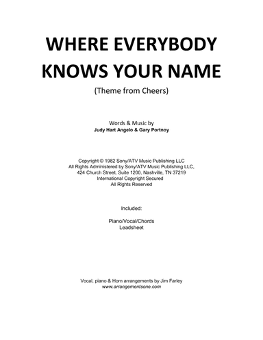 Where Everybody Knows Your Name (arr. Jim Farley www.arrangementsone.com)