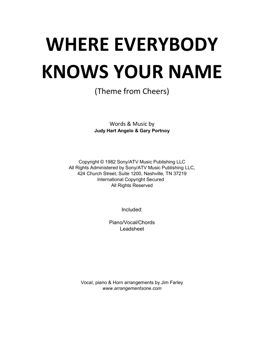 Where Everybody Knows Your Name (arr. Jim Farley www.arrangementsone.com)