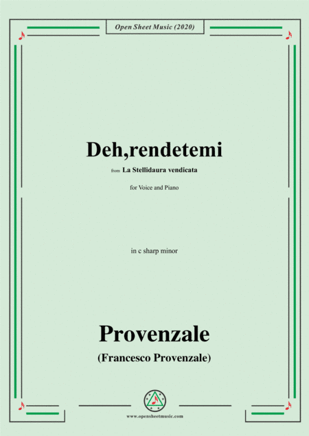Provenzale-Deh,rendetemi,in c sharp minor,for Voice and Pinao (arr. MSM)