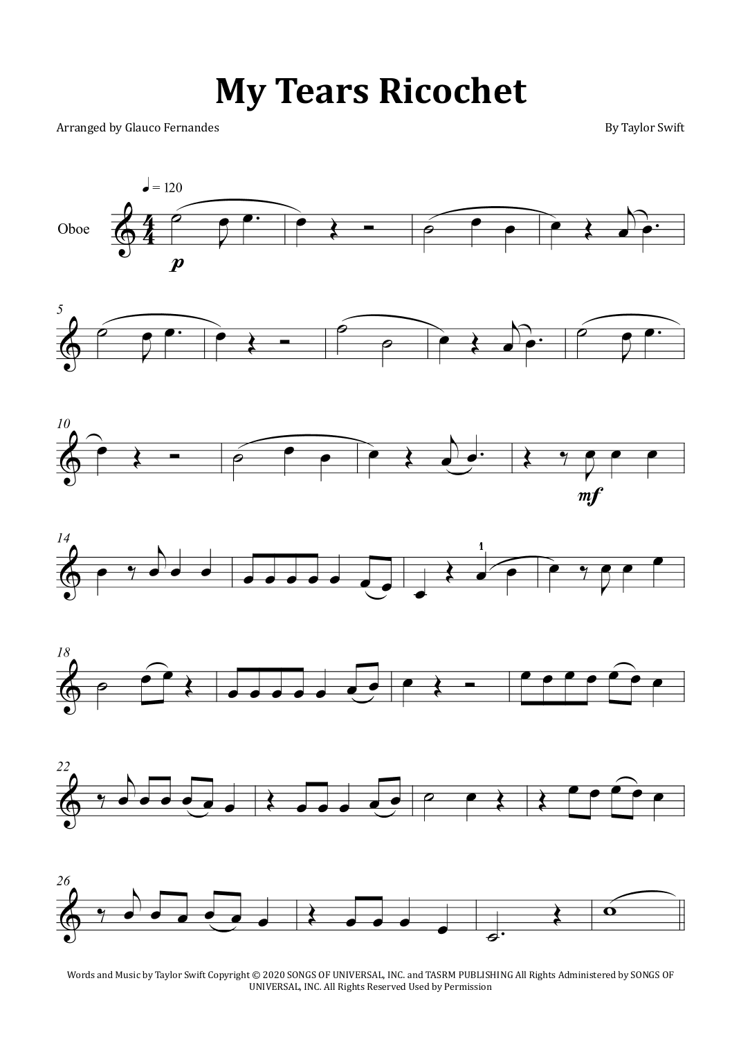 My Tears Ricochet (arr. Glauco Fernandes)