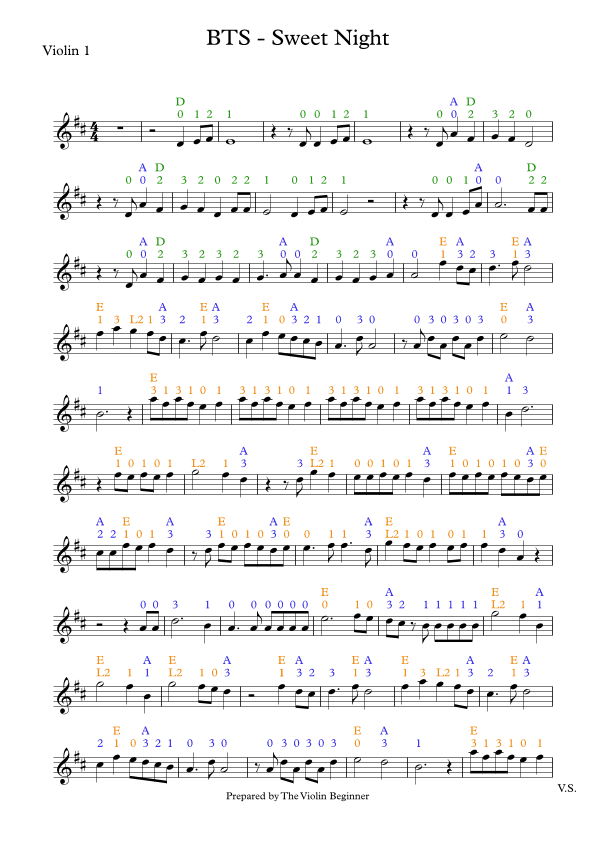 V Of Bts (arr. The Violin Beginner)