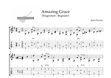 Amazing Grace - Fingerstyle Guitar (Beginner) (arr. A. Carreiro)