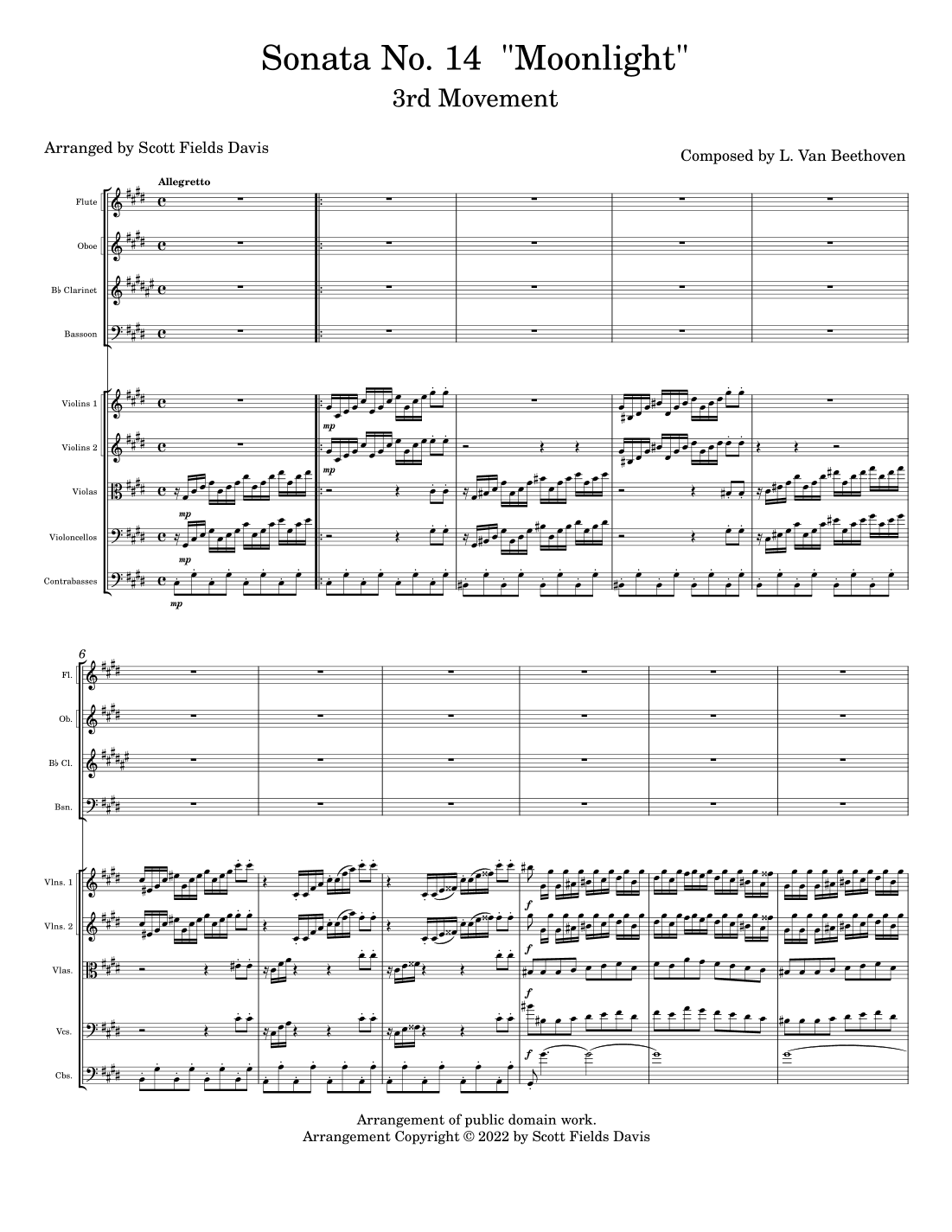 Moonlight Sonata (Movement III) for orchestra (arr. Scott Fields Davis)