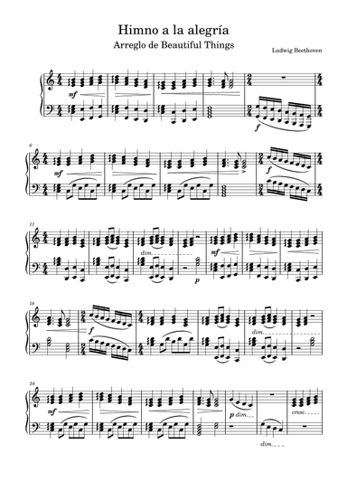 Himno a la alegría-Ludwig Van Beethoven (arr. Beautiful things)