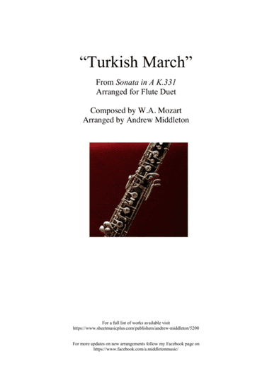 Turkish March arranged for Oboe Duet (arr. Andrew Middleton)