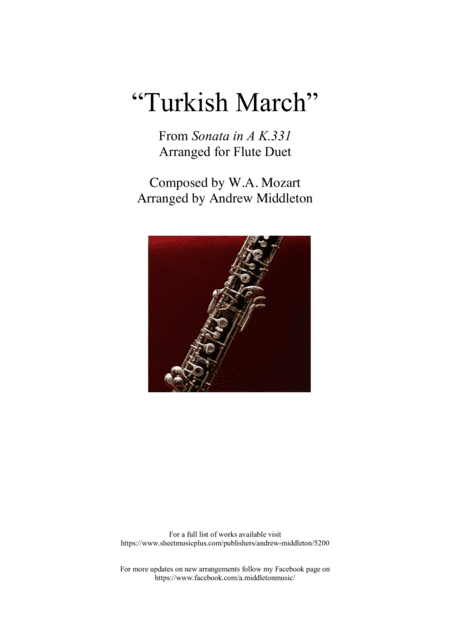 Turkish March arranged for Oboe Duet (arr. Andrew Middleton)