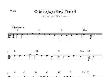 Ode To Joy - Easy Viola with Chords (arr. Ygor Nunes)