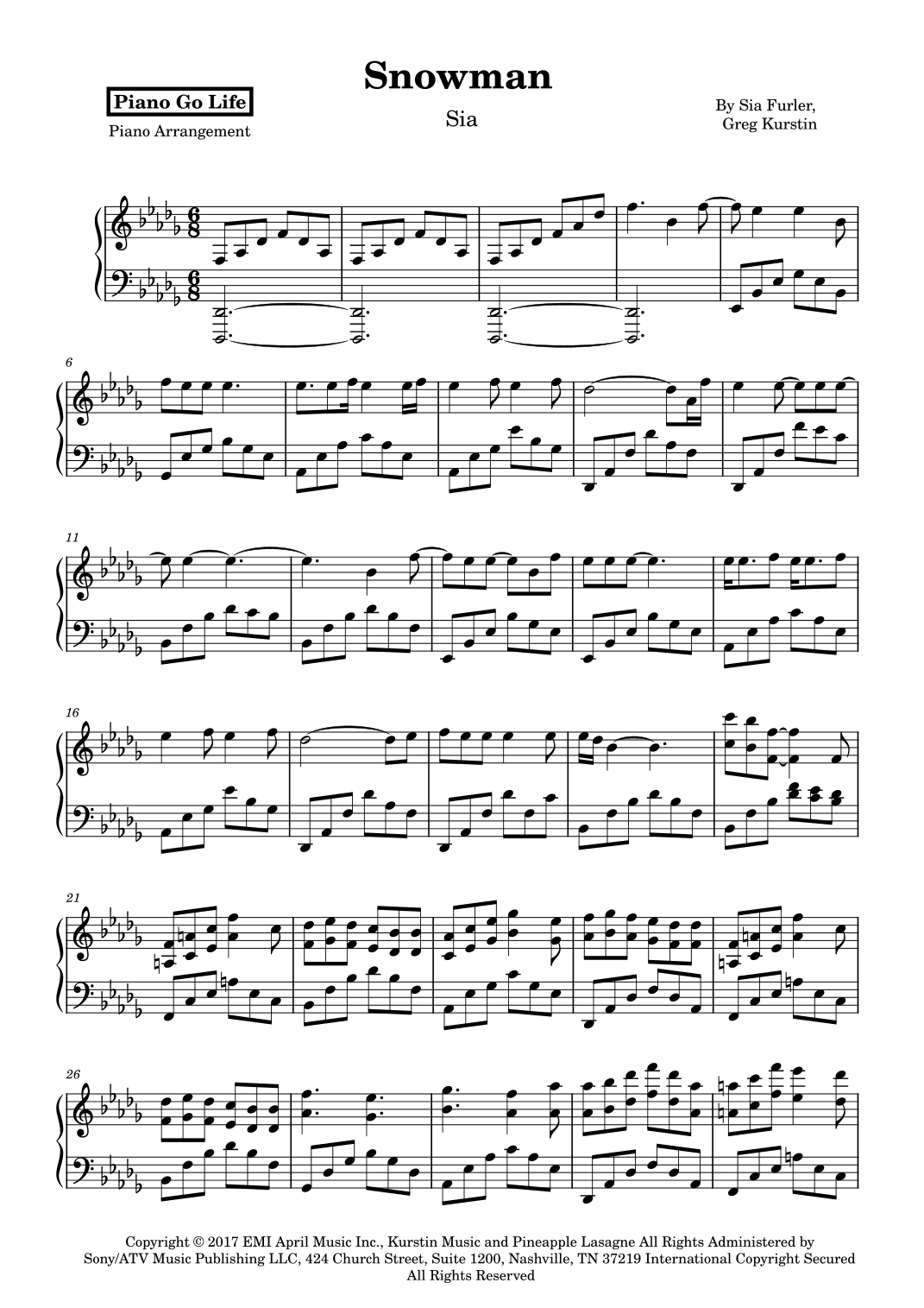 Snowman (arr. Piano Go Life)