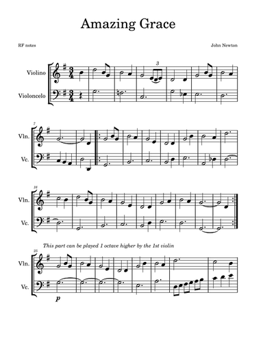 Amazing Grace (arr. RF notes)