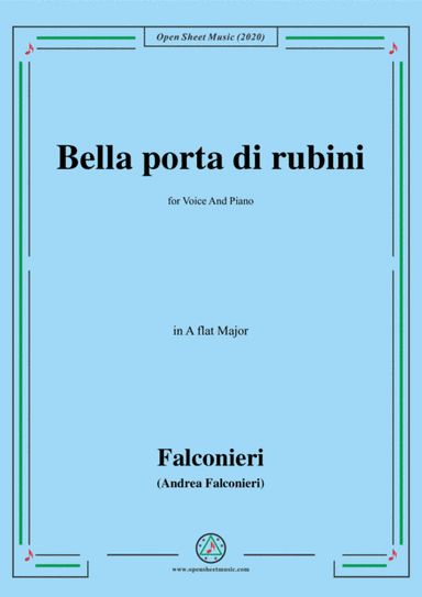 Falconieri-Bella porta di rubini,in A flat Major,for Voice and Piano (arr. MSM)