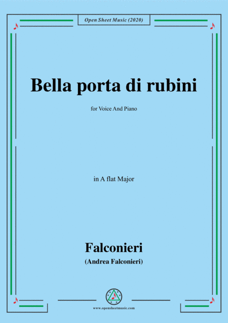 Falconieri-Bella porta di rubini,in A flat Major,for Voice and Piano (arr. MSM)