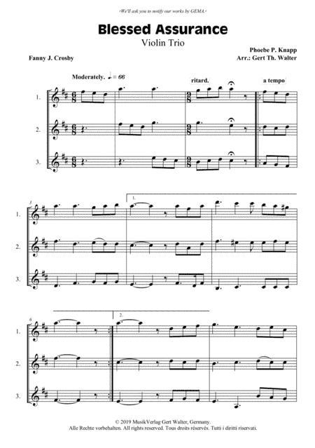 Blessed Assurance (arr. Gert Th. Walter)