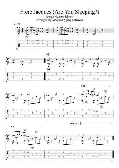 Frere Jacques (Are You Sleeping?) (Fingerstyle Guitar Solo) (arr. Antonius Agung Setiawan)