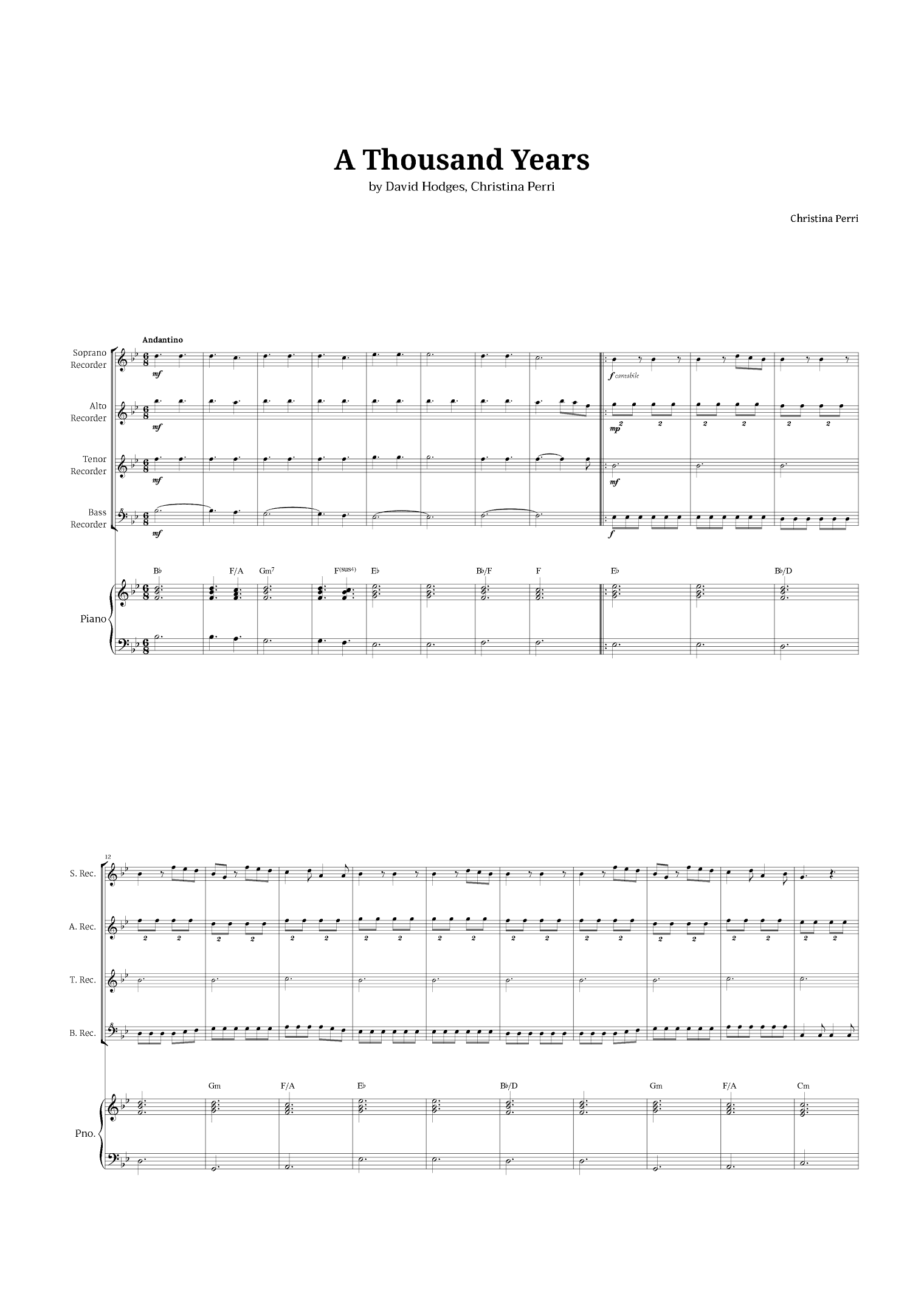 A Thousand Years (arr. Langanho)