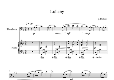 Lullaby - Johannes Brahms (Trombone + Piano) (arr. Digital Book Music)