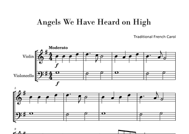 Angels We Have Heard on High (Easy Violin and Cello Duo) (arr. Gisele Sant'Ana)