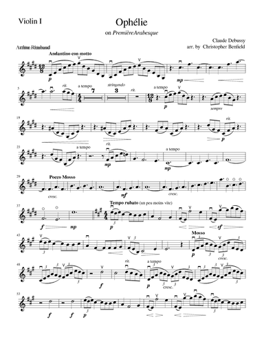 Ophélie, String Parts (arr. Christopher Benfield)