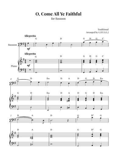 O, Come All Ye Faithful (arr. G.D.V.S.L.J)