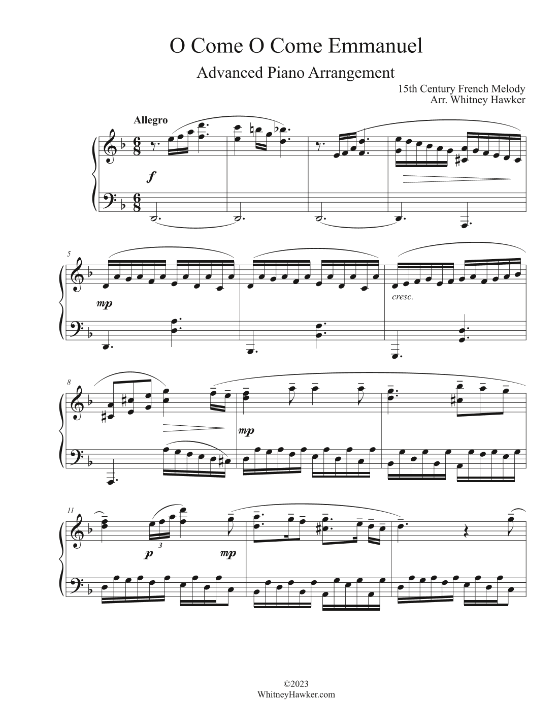 O Come O Come Emmanuel (arr. Whitney Hawker)