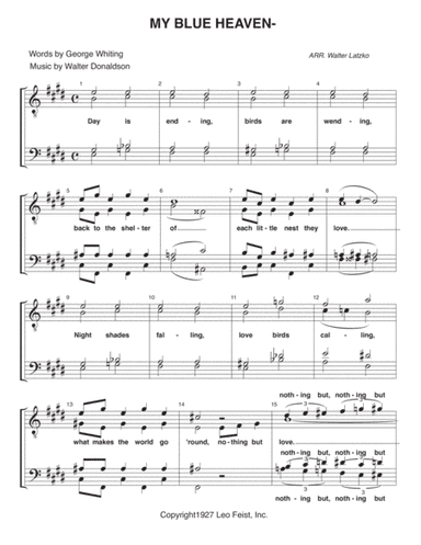 MY BLUE HEAVEN (arr. Walter Latzko)