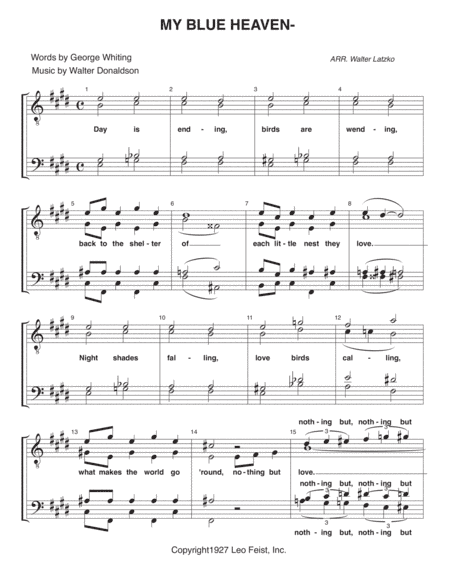 MY BLUE HEAVEN (arr. Walter Latzko)