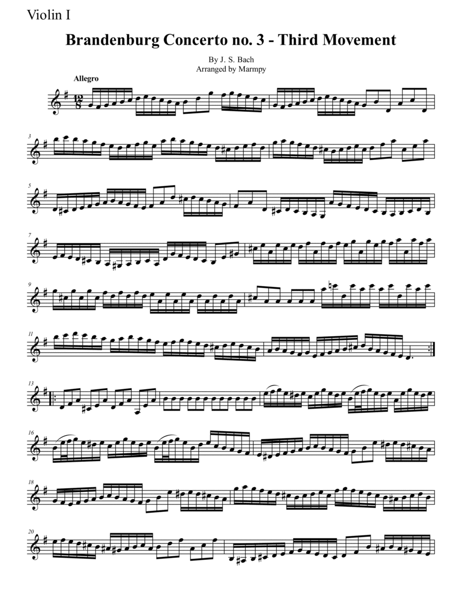 Brandenburg Concerto No.3 Last Movement (arranged for String Trio) (arr. Marmpy)