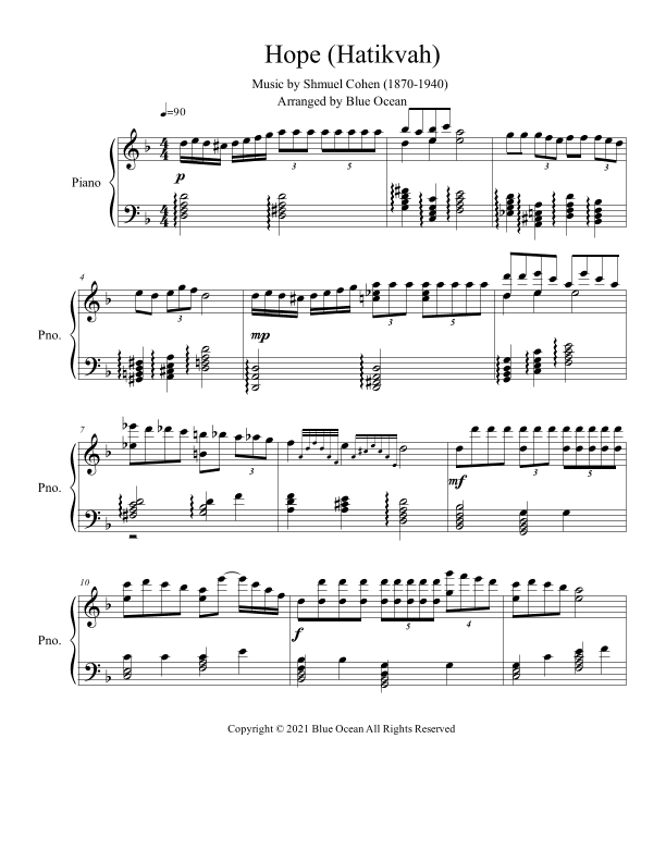 Hope (Hatikvah) (arr. Blue Ocean)