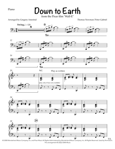 Down To Earth (arr. Gregory Amerind)