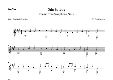 Ode to Joy - Beethoven (Beginner guitar) (arr. Marival Moreira)