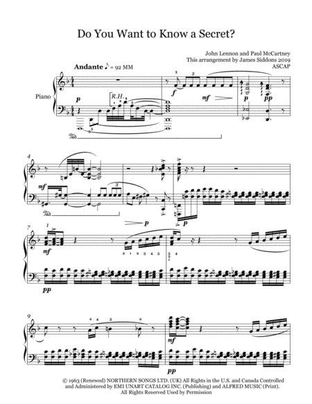 Do You Want To Know A Secret? (arr. James Siddons)