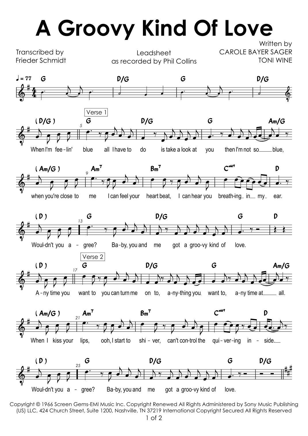 A Groovy Kind Of Love (arr. Frieder Schmidt)