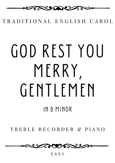 God Rest You Merry, Gentlemen in D minor - Easy (arr. Piacere Music Sheets)