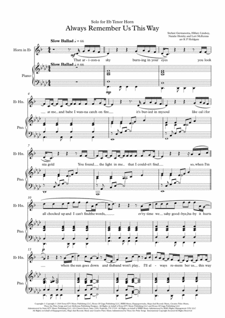 Always Remember Us This Way (arr. Kevin P Holdgate)