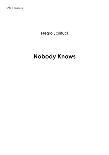 Nobody knows (arr. Flávio Régis Cunha)